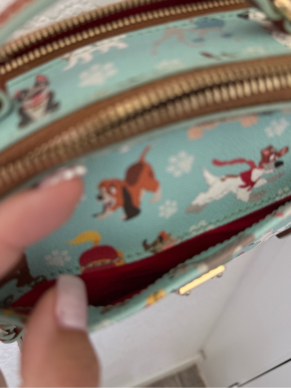 Dooney & Bourke Aqua Disney Dogs Crossbody with Brown Trim - Picture 6 of 8